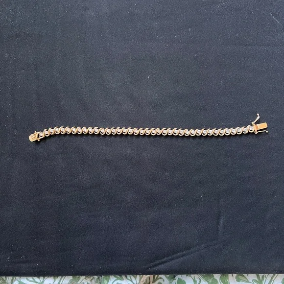 Gold Plated Sterling Silver and CZ Tennis Bracelet - Picture 5 of 8